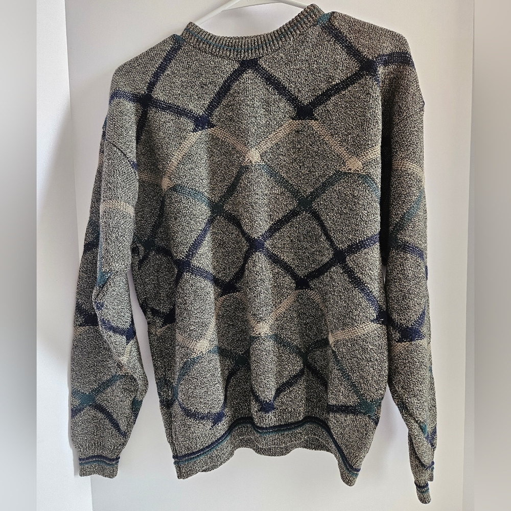 Vintage Jantzen Classics Sweater Geometric Diamond Multicolor M Coogi Cosby 80s